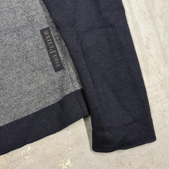 Phil Petter Alpin Merino Wool Zip Up Knit Sweater Heavyweight Grey/Blue Medium - Picture 3 of 8